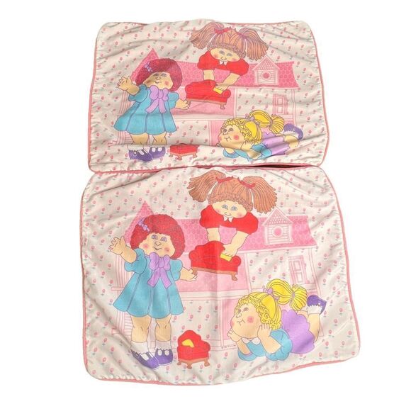 Vintage 80s Cabbage Patch Kids Set of 2 Pillowcases Nostalgic Retro - Picture 1 of 10